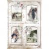 Papel de arroz Alta calidad A4 "Romantic Horses - 4 Marcos"