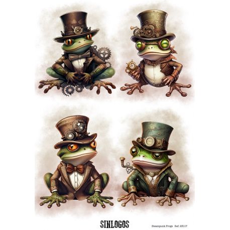 Steampunk Frogs - Papel de arroz A4 - Sinlogos