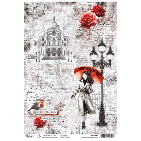 Papel de Arroz A4 Ciao Bella - Charming Snowfall in Paris