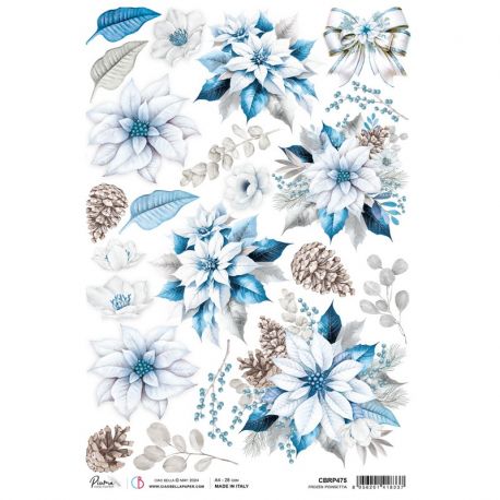 Papel de Arroz A4 Ciao Bella - Frozen Poinsettia