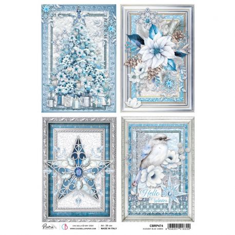 Papel de Arroz A4 Ciao Bella - Elegant Blue Cards