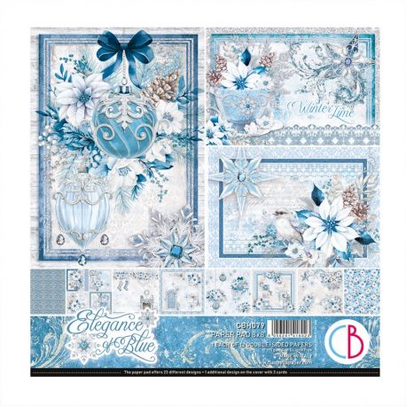 Set 12 papeles 8x8" Ciao Bella "ELEGANCE OF BLUE"