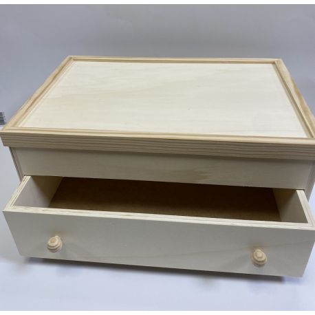 CAJA COSTURERO CON CAJON Y SOLAPA MADERA 35x23x15.5cm