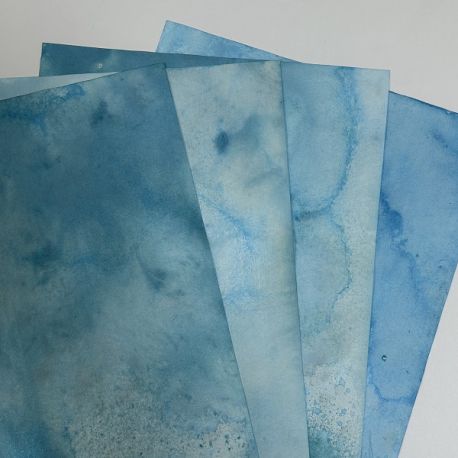 Set de 4 papeles teñidos Azul