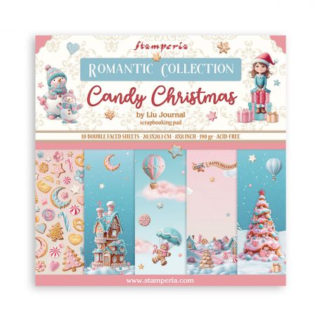 Bloc Scrap 10 hojas 20.3X20.3  (8"X8") - CANDY CHRISTMAS
