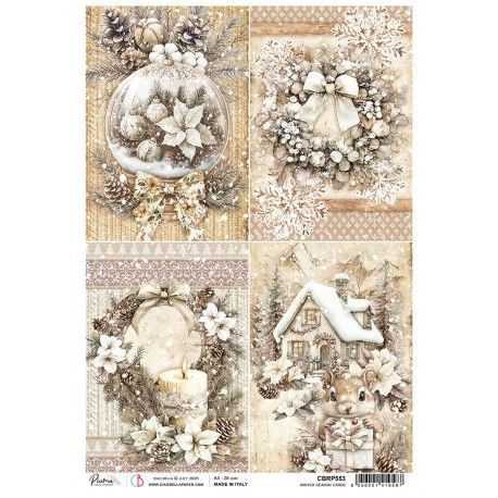 Papel de Arroz A4 Ciao Bella - WINTER SEASON CARDS