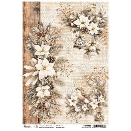 Papel de Arroz A4 Ciao Bella - WHITE POINSETTIA