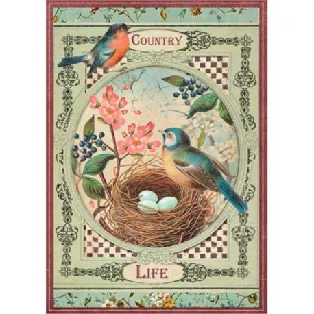 Papel de arroz DinA4 Country Life Birds